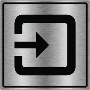 Ingang gebouw pictogram - grijs zwart - vierkant - symbool ingang