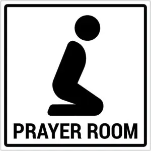 Prayer room gebouw pictogram - wit zwart - vierkant