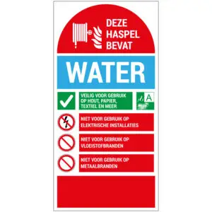 Deze haspel bevat water brand pictogram - rechthoekig - rood wit blauw groen