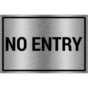 No entry pictogram brushed aluminium - grijs zwart - rechthoekig