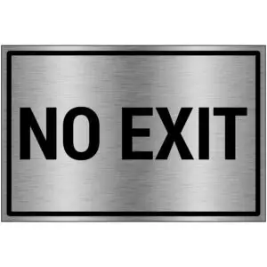 No exit pictogram brushed aluminium - grijs zwart - rechthoekig