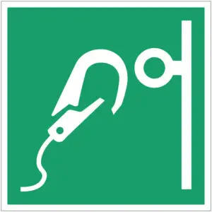 Veilig ankerpunt EHBO pictogram E072 - vierkant - groen wit - symbool ankerpunt