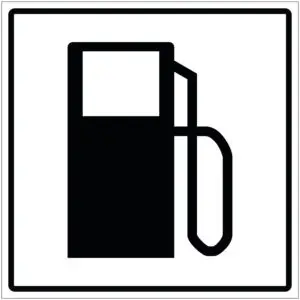 Benzinestation gebouw pictogram - wit zwart - vierkant