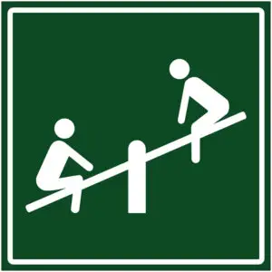 Speeltuin natuur pictogram - groen wit - vierkant - symbool kinderen op wipwap