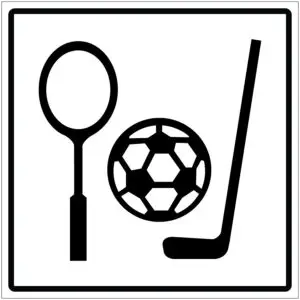 Sport gebouw pictogram - wit zwart - vierkant