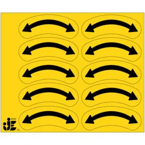 Links- en rechtswijzende draairichtingspijl stickers geel zwart