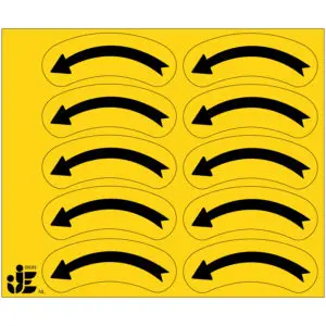 Linkswijzende draairichtingspijl stickers geel zwart