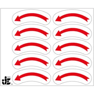 Linkswijzende draairichtingspijl stickers rood wit