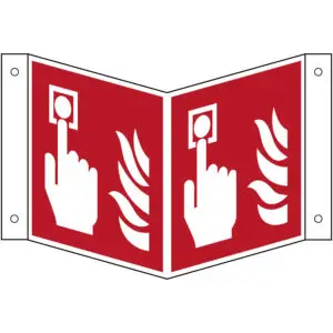 Panorama brandmelder bord F005 - rood wit - vierkant - symbool brandmelder met vinger