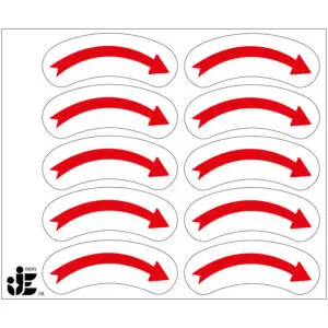 Rechtswijzende draairichtingspijl stickers rood wit