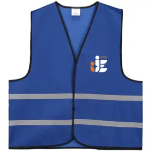 Veiligheidshesje met logo of tekst op maat donkerblauw voorkant